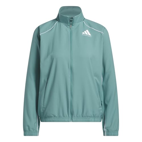 adidas Women's CrazyLite Woven Basketball Jacket, Powder Teal/White, Large