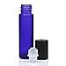 New High Quality 10ml Cobalt Blue Glass Roll-on Empty Refillable Bottles with Black Cap Perfect for Aromatherapy Perfumes Essential Oils Lip Gloss and More, Comes with One 3ml Plastic Dropper, Pack of 12