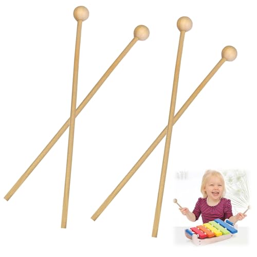 Holzschlägel, 4er-Set Schlägel Mallet Drumsticks, Schlagzeug...