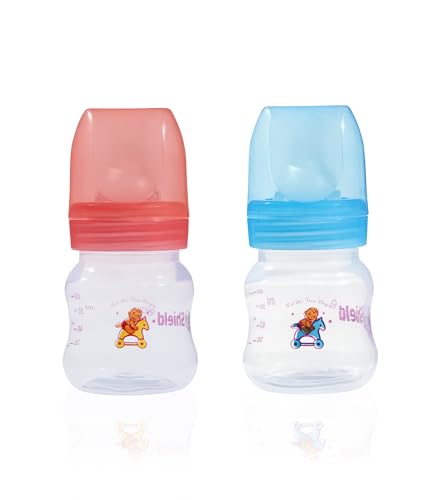 Image of S Shield Baby Classic Feeding Bottle with Silicone and Slow-Flow Nipple with Travel Caps, Made with Polypropylene and BPA Free, 0 + Months, Newborn and Infant Bottles (2 Packs) 2 Ounce