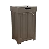 Povrgive Gabinete de basura de madera de 13 galones, cubo de basura independiente a prueba de perros, gabinete de lavandería oculto con tapa para cocina, baño, dormitorio (gris)