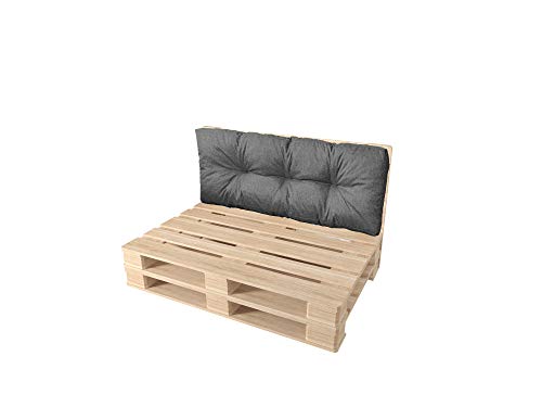 Pillows24 – Palettenkissen – Rückenlehne 120x40 | Palettenauflage für Palettensofa | Sitz- und Rückenkissen für Europaletten | Palettenmöbel Indoor & Outdoor, UV-beständig | Made in EU | Dunkelgrau