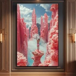 Tableau yoga bohème rose 60x80cm pour créer un espace méditation zen chez soi