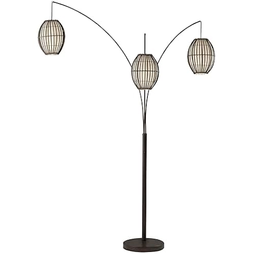 Adesso 3-Light Floor Lamp, Antique Bronze, Adjustable Height, 82”