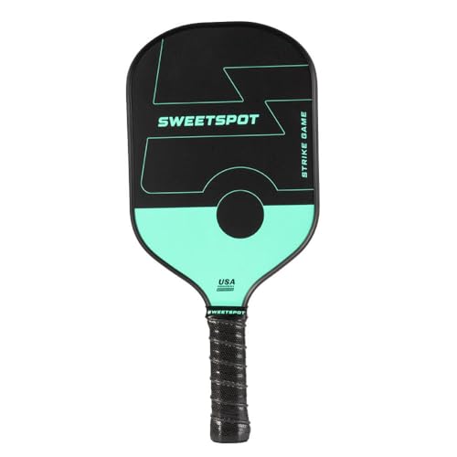 SweetSpot Strike Game Carbon Fiber Pickleball Paddle | USAPA Approved | Lightweight Pickle Ball Racket | Black and Mint