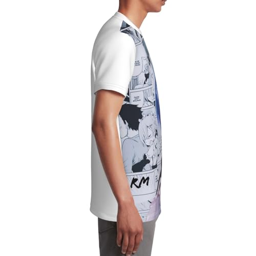 Teenage T Shirt for Re Zero-Ram Rem Tops,Colorful 3D Printed Short Sleeve tee for Family3