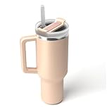 Meown 40oz Insulated Tumbler with Straw & Handle, Stainless Steel Travel Mug, Leakproof, Double Wall Vacuum Insulated, Car Cup Holder Friendly, Cold 48H/Hot 12H, Dishwasher Safe, Lid
