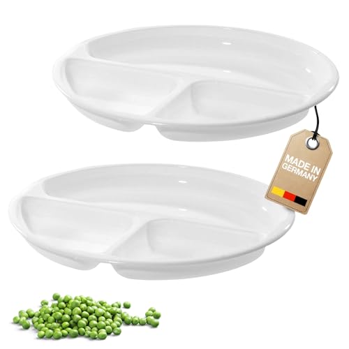 Westmark Piatti per Microonde con 3 Scomparti, 2 Pezzi, Diametro: 25 cm, Plastica, Bianco, 224022E3