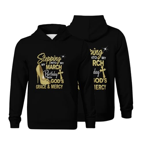 Kids March Queen Stepping Into My March Birthday Boys Girls Lightweight Kangaroo Pocket Hoodies