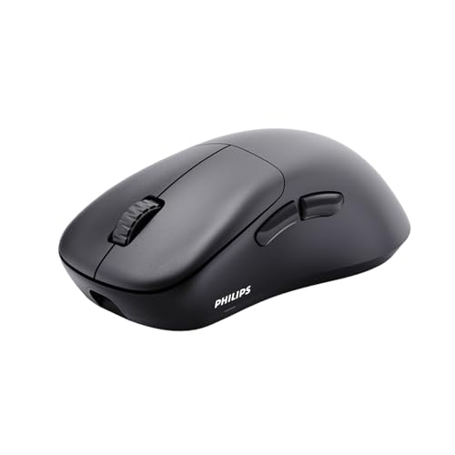 Philips SPK9418 Wireless Gaming Mouse, Adjustable 12000 DPI Bluetooth Mouse for Gaming, Wired/2.4Ghz/Bluetooth Ultra-Lightweight with 5 Programable Buttons, Rechargeble Battery
