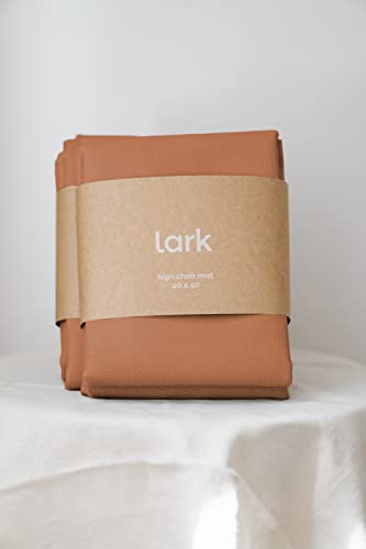 Image of Vegan Leather High Chair Mat by Lark Baby Goods (40 x 40 in) - Waterproof Wipeable Splat Mat for Under High Chair - Baby High Chair Floor Mat for Splash and Spill Protection - Brown