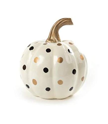 MACKENZIE-CHILDS Ivory Dotty Pumpkin, Decorative Resin Autumn and Halloween Home Decor