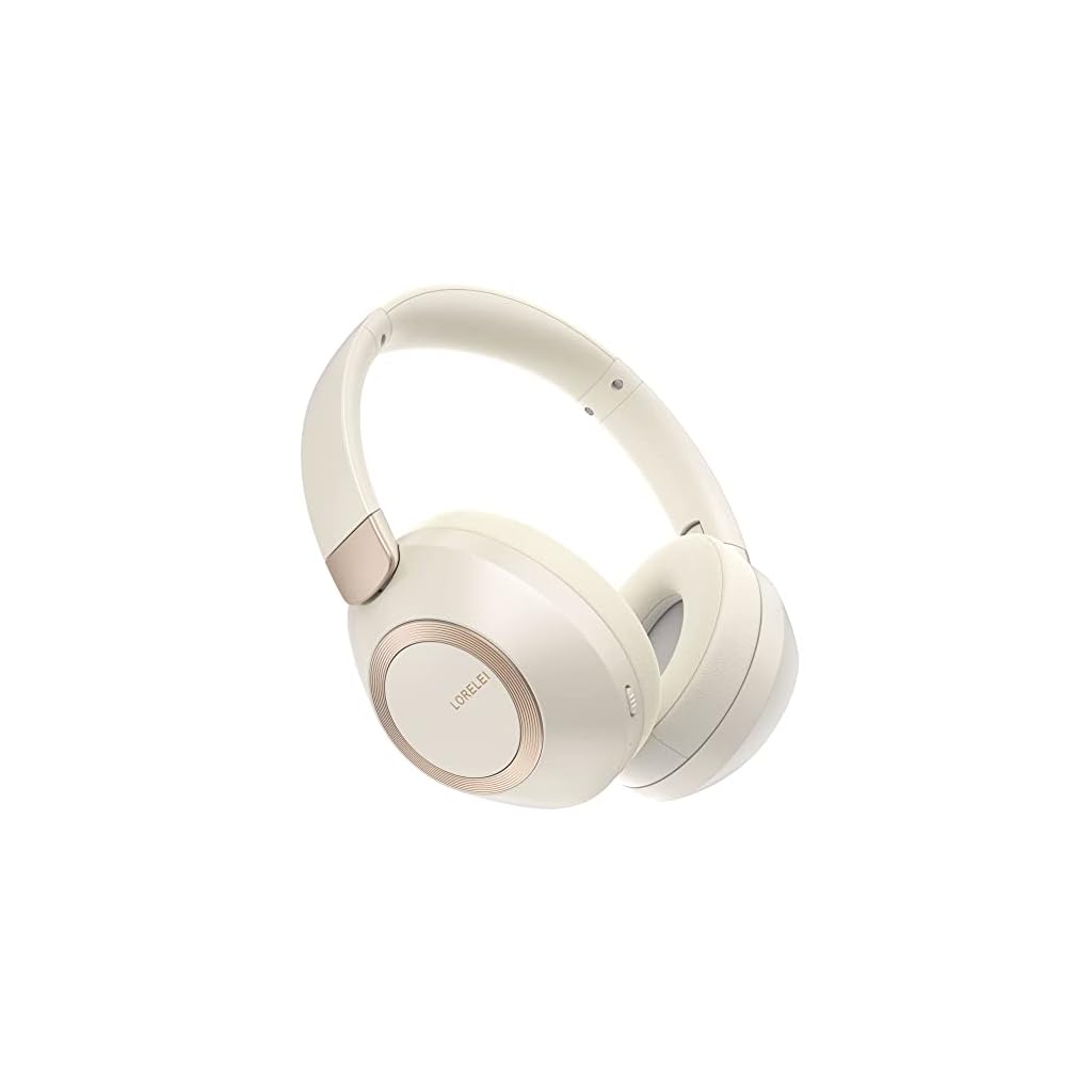 LORELEI-B-C6-Wireless-Over-Ear-Headphones-50H-Playtime-Foldable-Lightweight-Bluetooth-Headsets-Deep-Bass-Built-in-Microphone-Memory-Foam-Earmuff-for-Travel-Home-Office-Beige-White