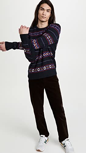 Rag & Bone Men's Wesley Fair Isle Crew, Navy Multi, M #TOP4