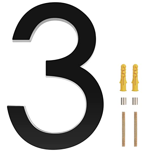 Becizy 4 Inch Floating House Number, Black Modern House Numbers, House Address Numbers For Outside Garden Yard Home Door Mailbox Address Numbers With Screw Kit, 911 Visibility Signage, Plastics (3) #TOP11