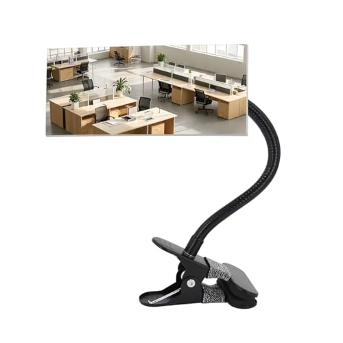 StartFine Clip On Security Mirror Convex Desk Office Cubicle for Personal Safety Desk Rear View Mirror Monitor Computer to See Behind You Flexible Gooseneck (Rectangle 6.69
