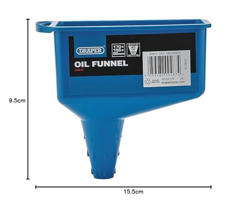 Draper 0.6L Oil Funnel | 45mm Spout Max | Fuel Funnels | Multifunction Large Funnel | 30910, Blue