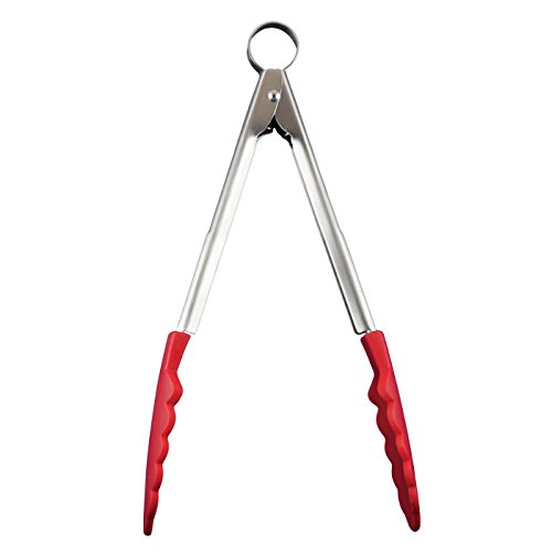 Cuisipro Küchenzange mit Silikon-Antihaftenden | Rot | 24 cm | rutschsichere, gezackte Silikon Enden | Zange Küche mit einhändiger Bedienung | Grillzange Silikon mit Aufhängeöse Cuisipro Küchenzange mit Silikon-Antihaftenden | Rot | 24 cm | rutschsichere, gezackte Silikon Enden | Zange Küche mit einhändiger Bedienung | Grillzange Silikon mit Aufhängeöse