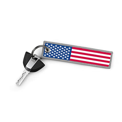 Image of KEYTAILS Keychains, Premium Quality USA Flag Key Tag for Auto, Motorcycle, Backpacks, Gift