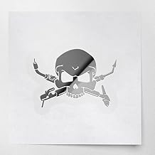 2 Pcs - Transparent Decal Stickers of Welder Skull Skeleton Head Metallic Silver Premium Waterproof Vinyl Decal Stickers for Laptop Phone Accessory Helmet Car Window Mug Tuber Cup Doo NVCSKUS587202S