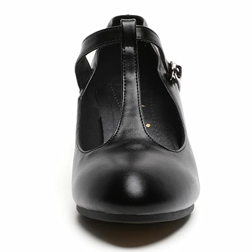 Women's Character Shoes Non-Slip Latin Salsa Ballroom Dance Heels T-Strap Wedding Pumps (8.5 / Black) #TOP1