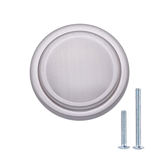 Amazon Basics Straight Top Ring Cabinet Knob, 3.18 CM Diameter, Satin Nickel, 10-Pack