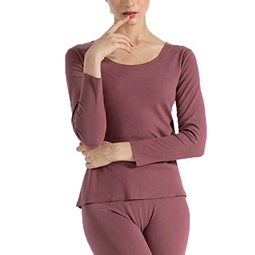 Sous-vêtement thermique femme violet S862 en polyester avec haut col rond et bas