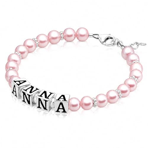 Image of Baby Crystals Pink Pearl Bracelet for Girls | Flower Girl Birthday Jewelry