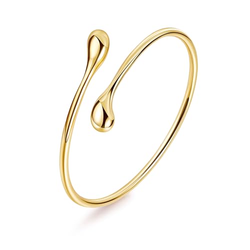 REVOLIA Teardrop Cuff Bracelet for Women Gold Open Cuff Bangle Bracelet Adjustable Minimalist Thin Bangle Wrist Cuff Bracelet Jewelry