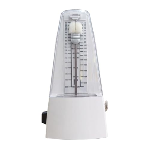 Lawnoval Metrónomo mecánico tipo torre con campana para guitarra, bajo, violín, tambor, blanco transparente