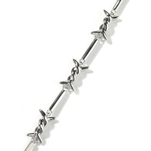 Collier en argent sterling 925 barbelé unisexe ajustable