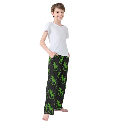Boys' Pants Lizard Green Pattern Long Bottoms Jogger Pants Elastic Waist Trousers with Pockets S-XL4