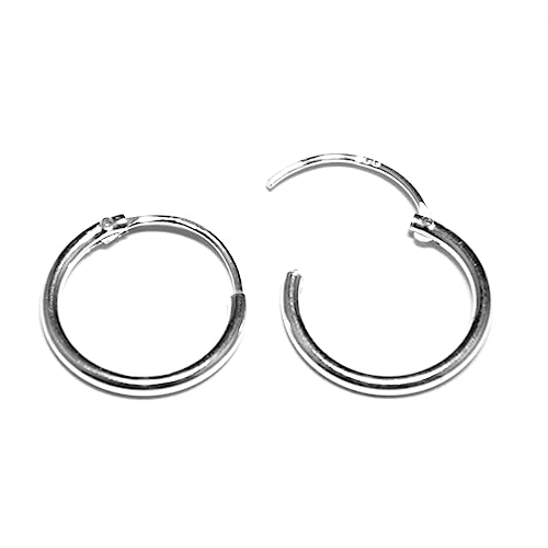 Arranview Jewellery 12 mm Diameter Hinged Medium Weight Sleeper Hoop Earrings in Sterling Silver
