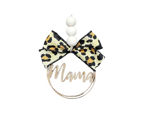 Mama Car Charm Rear View Mirror Charm Car Charm Personalized Car Charm Rear View Mirror Car Ornament Gift Accessories Handmade (Cheetah Ribbon)