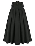 Viktorianische Damen Röcke Gesmokter Hoher Taille A-Linienrock mit Hüftgurt Gothic Rock Schwarz XL