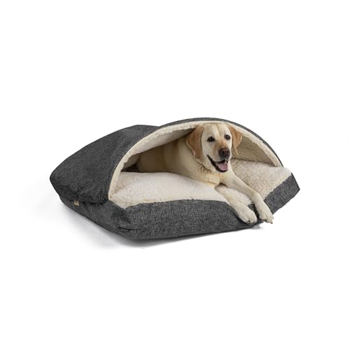 Image of Snoozer Rectangle Cozy Cave Dog Bed, Hooded Dog Bed, Merlin Pewter (XL)