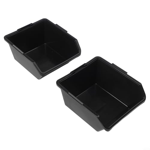 Lot de 2 boîtes de rangement en plastique avec compartiment pour vis, quincaillerie et composants, boîte à outils en polyéthylène pour le tri des étagères d'atelier, noir