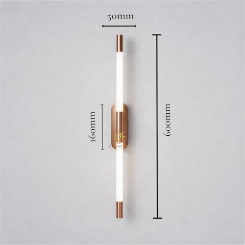 Image of Glowave Modern Rose Gold 600mm Metal LED Long Tube Wall Light - Warm White (600mm /RGD)