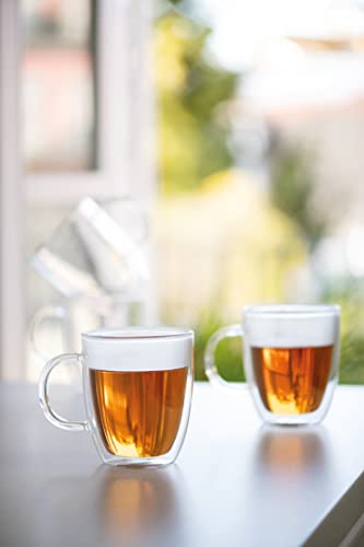 Image of Bodum 15oz Bistro Double Wall Insulated Mug, High-Heat Borosilicate Glass, Set of 2, Clear