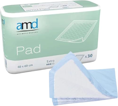 AMD 8 Packs de 30 Empapadores Cama Adultos Desechables 60x60cm. Protector de Cama de un Solo Uso 240ud. Cambiadores Desechables Absorción Extra. Salvacamas Desechables.