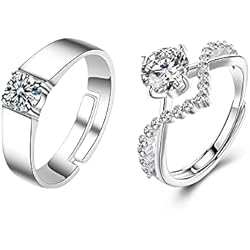Anillos De Mundo Pareja QKEPCY Anillos para Parejas Plata de Ley 925 Anillos de Compromiso de Circonio Alianzas Boda Pareja Ajustable Anillo de Bodas Promesa Joyería Regalo para Amantes