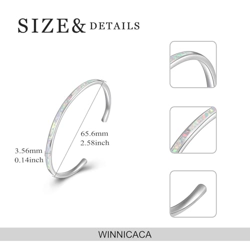 WINNICACA Bracelet for Women Opal Bracelet 925 Sterling Silver Opal Cuff Bangle Bracelets Inspirational Fine Jewelry Gifts for Women Her Wife Mom Daughter Anniversary Birthday Gifts4