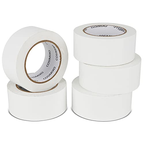 Image of COSIMIXO 5-Pack White Heavy Duty Duct Tape, 2 inches x 30 Yards, Strong, Flexible, No Residue, All-Weather and Tear by Hand - Bulk Value for Repairs, Industrial, Professional Use
