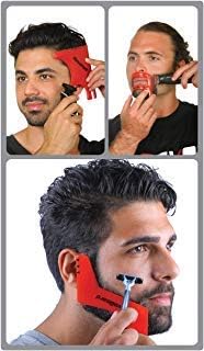 Revo Hair Goatee & Beard Trimmer Template - Mens Grooming Kit – Universal Size Haircut Shaving Set - Shaping Edge Up Barber Tool - Self Cut Stencil/Guide for Mustache & Hairline Lineup - Bundle Comb