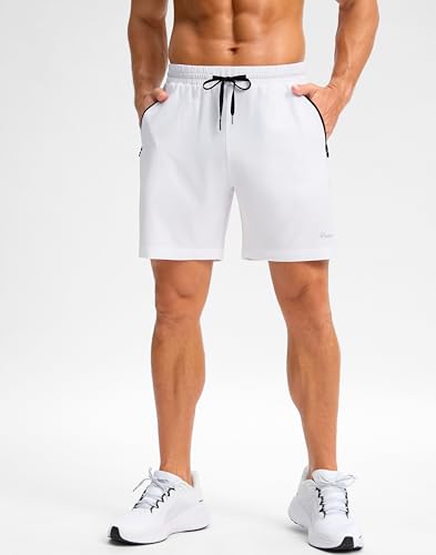 Image of Pudolla Men's Running Gym Shorts with Zipper Pockets 5 inch /7 inch / Lightweight Quick Dry Running Workout Athletic Short