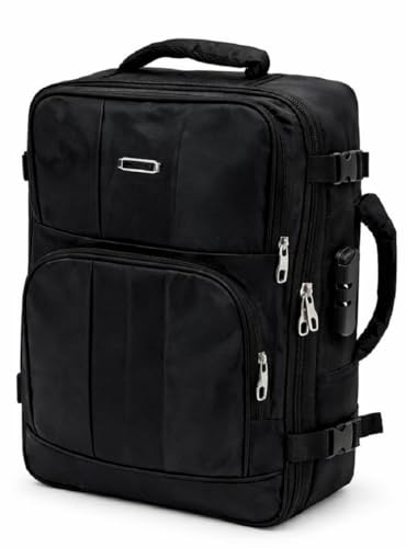 Mochila de Viagem, Mochila Feminina, Mochila Masculina, Mala de Mão10kg, Notebook, Reforçada, Grande, Resistente, Impermeável, Expansível, Escola, Trabalho, Preta, com cadeado anti furto