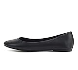 Soda Shoes Comfortable Women Ballet Casual Flat Round Toe Memory Gel Insole Memory Foam Loafers Kreme-S Black PU Leather 6