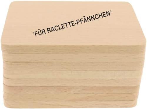 teemando 8 X Raclette Untersetzer aus Holz mit Aufdruck 10 cm dekorativer Untersetzer für Gläser und Raclette-Pfännchen