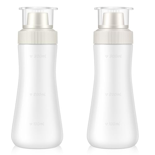AHQiZFX 2 Pack Cake Syrup Dispense 350ml Graduated Plastic Squeeze Bottle with 2 Sheet Labels for Soaking Simple Honey Syrup Rain Spray Bottle with Sealing Lid Easy Storage Reusable Baking Tools