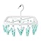 Mini Varal Portátil com 8 Prendedores, Branco e Azul, para Roupas Íntimas, Meias, Cuecas, Calcinhas, Organizador de Lavanderia